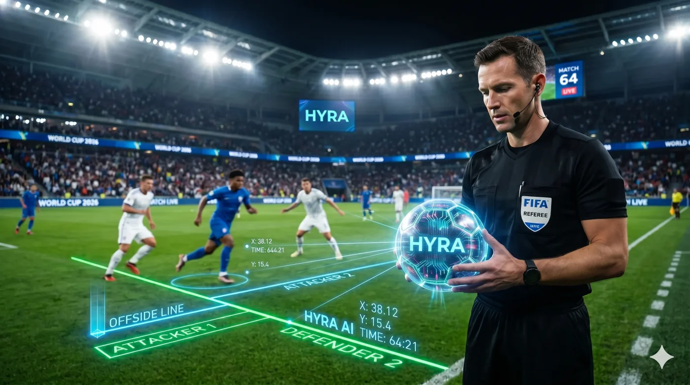 Referee checking AI tech at World Cup