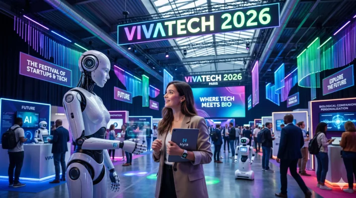تعامل انسان و ربات در نمایشگاه VivaTech 2026